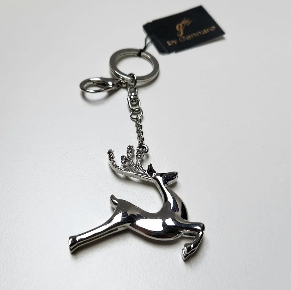 g by Gennaro Reindeer Silver Tone Keychain